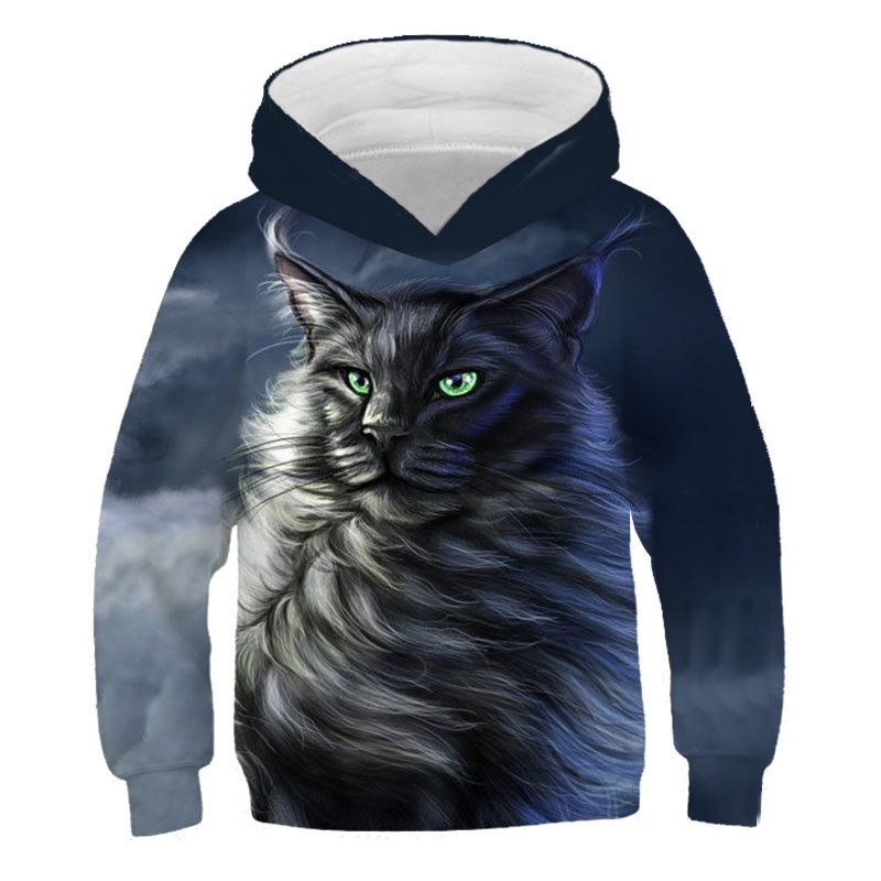 Pulover s motivom životinja, dječački pulover s okruglim izrezom i džepovima, jesen, djevojke, majice široke veličine, proljeće, dječja moda, nogomet, dugi rukavi