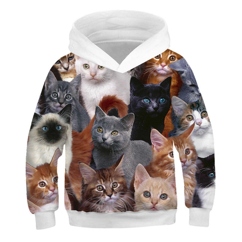 Pulover s motivom životinja, dječački pulover s okruglim izrezom i džepovima, jesen, djevojke, majice široke veličine, proljeće, dječja moda, nogomet, dugi rukavi