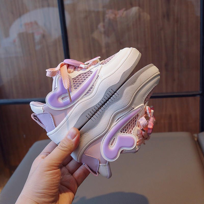 Ljetne cipele za djevojčice Mrežaste šuplje prozračne pojedinačne cipele iz crtanih filmova Dječja sportska obuća Ljubičaste cipele za dasku krossovki detskie