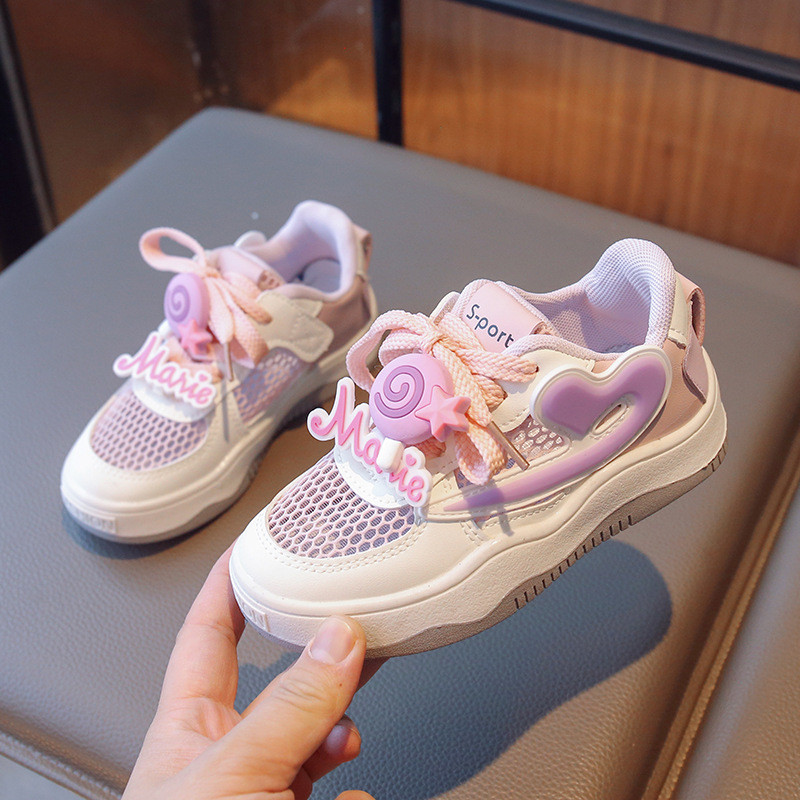 Ljetne cipele za djevojčice Mrežaste šuplje prozračne pojedinačne cipele iz crtanih filmova Dječja sportska obuća Ljubičaste cipele za dasku krossovki detskie