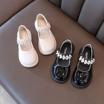 Princess Girl Shoe Spring New Girls Δερμάτινα Παπούτσια Παιδικά Μόδα Πέρλες Δερμάτινα παπούτσια Rhinestone Παιδικά Αντιολισθητικά Flat παπούτσια