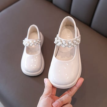 Princess Girl Shoe Spring New Girls Δερμάτινα Παπούτσια Παιδικά Μόδα Πέρλες Δερμάτινα παπούτσια Rhinestone Παιδικά Αντιολισθητικά Flat παπούτσια