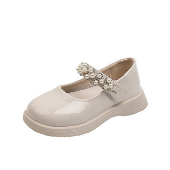 Princess Girl Shoe Spring New Girls Δερμάτινα Παπούτσια Παιδικά Μόδα Πέρλες Δερμάτινα παπούτσια Rhinestone Παιδικά Αντιολισθητικά Flat παπούτσια