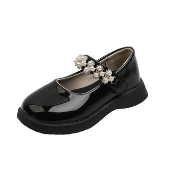 Princess Girl Shoe Spring New Girls Δερμάτινα Παπούτσια Παιδικά Μόδα Πέρλες Δερμάτινα παπούτσια Rhinestone Παιδικά Αντιολισθητικά Flat παπούτσια