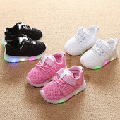 zapatillas Παιδικά ελαφριά παπούτσια για περπάτημα LED Μαλακή σόλα με στρογγυλή σόλα που αναπνέει αθλητικά παπούτσια με γάντζο και βρόχο Αντιολισθητικά παπούτσια casual Board