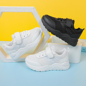 Pantofi Copii Negru Alb Piele Pu Timp liber Băieți Fete Pantofi ocazional Pantofi de sport Impermeabil Moda Four Season Kids Trainers