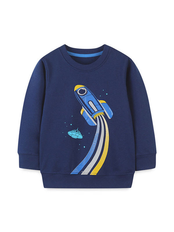 Dukserice za dječake Majica dugih rukava Proljeće Baby Rocket Pattern Pamuk Dječja odjeća Modna dječja sportska majica Pulover Hoodies