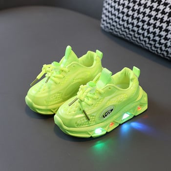 2023 Παιδικά παπούτσια Led Παπούτσια για αγόρια Κορίτσια φωτισμένα αθλητικά παπούτσια λαμπερά για παιδιά Πράσινα μαύρα αθλητικά παπούτσια Αγόρια Βρεφικά αθλητικά παπούτσια με φωτεινή σόλα