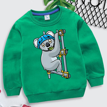 Scaffolder Koala Scaffolding Print Детски дрехи Смешно животно Roupa Infantil Моден суичър Koala Pattern Boy Girls Pullovers