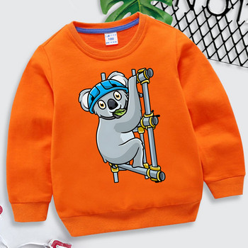 Scaffolder Koala Scaffolding Print Детски дрехи Смешно животно Roupa Infantil Моден суичър Koala Pattern Boy Girls Pullovers