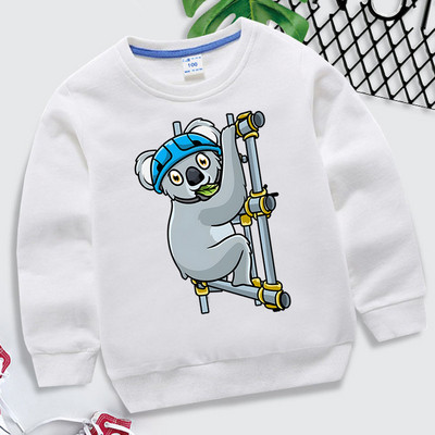 Scaffolder Koala Scaffolding Print Παιδικά Ρούχα Αστεία Ζώο Ρούπα Βρεφική Μόδα Φούτερ Κοάλα Μοτίβο για αγόρι Πουλόβερ για κορίτσια