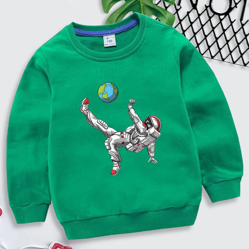 Astronaut Nogometaš Dječaci Duksevi s kapuljačom Funny The Earth Baby Sweatshirt Ležerna modna ulična odjeća Dječja odjeća Crtići Duksevi za djevojčice