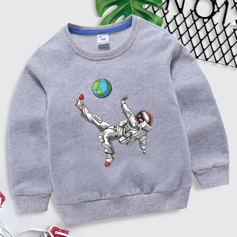 Astronaut Nogometaš Dječaci Duksevi s kapuljačom Funny The Earth Baby Sweatshirt Ležerna modna ulična odjeća Dječja odjeća Crtići Duksevi za djevojčice
