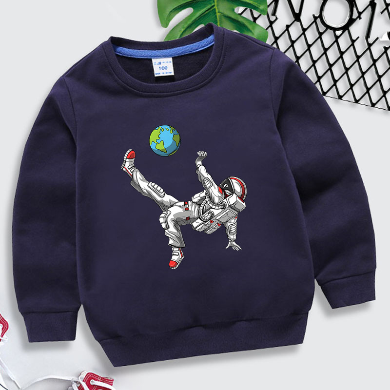 Astronaut Nogometaš Dječaci Duksevi s kapuljačom Funny The Earth Baby Sweatshirt Ležerna modna ulična odjeća Dječja odjeća Crtići Duksevi za djevojčice