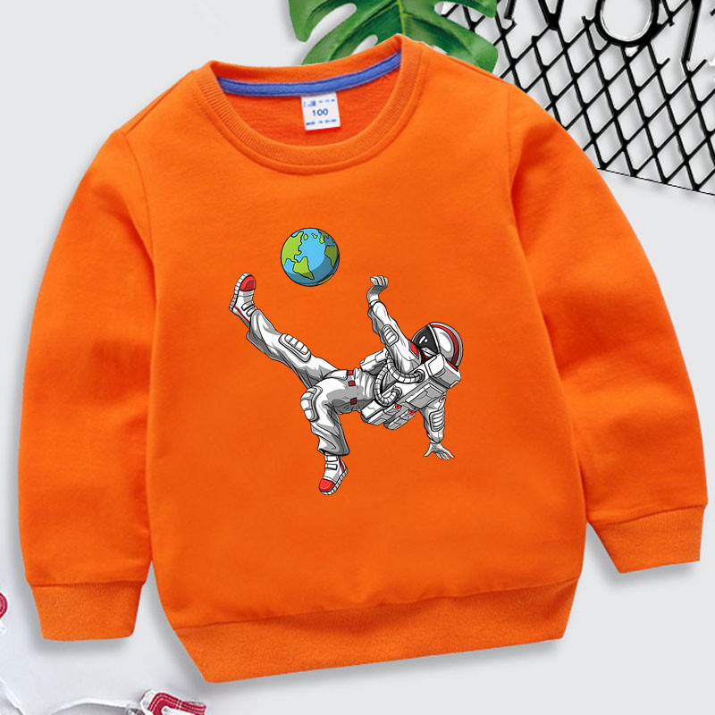 Astronaut Nogometaš Dječaci Duksevi s kapuljačom Funny The Earth Baby Sweatshirt Ležerna modna ulična odjeća Dječja odjeća Crtići Duksevi za djevojčice