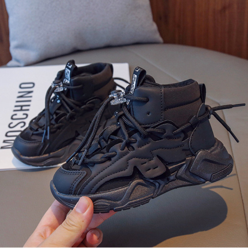 Dječja ležerna obuća Dječaci Djevojčice Prozračne mekane tenisice Modne jednobojne visoke dječje cipele Sportske cipele s platformom na vezanje