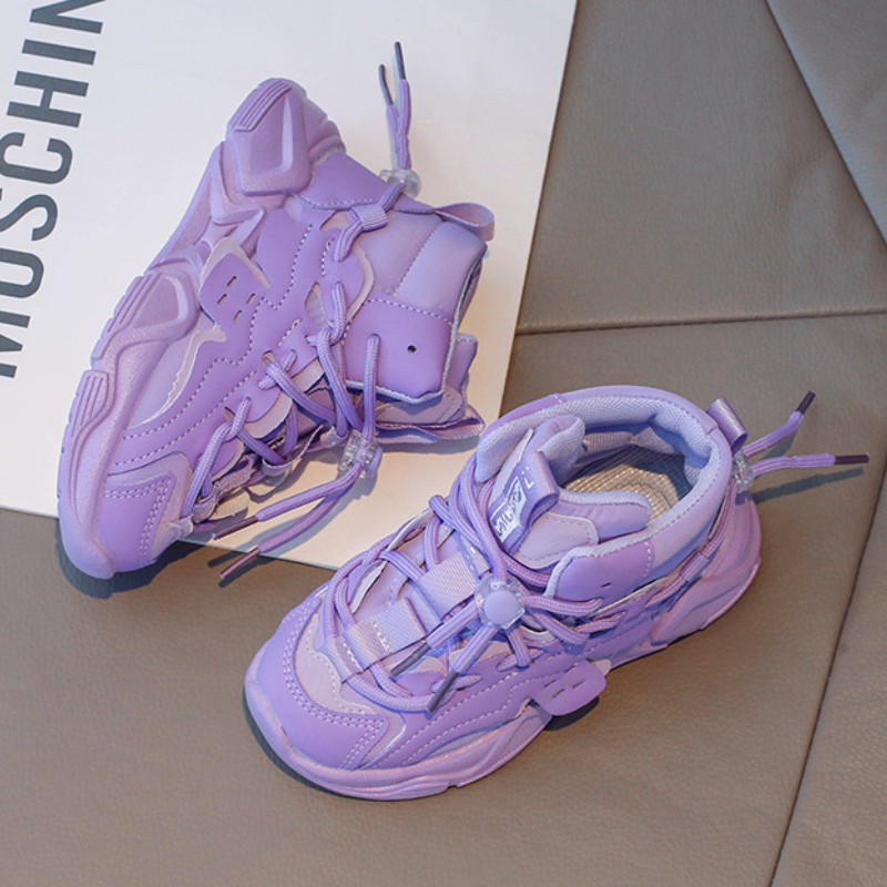 Dječja ležerna obuća Dječaci Djevojčice Prozračne mekane tenisice Modne jednobojne visoke dječje cipele Sportske cipele s platformom na vezanje