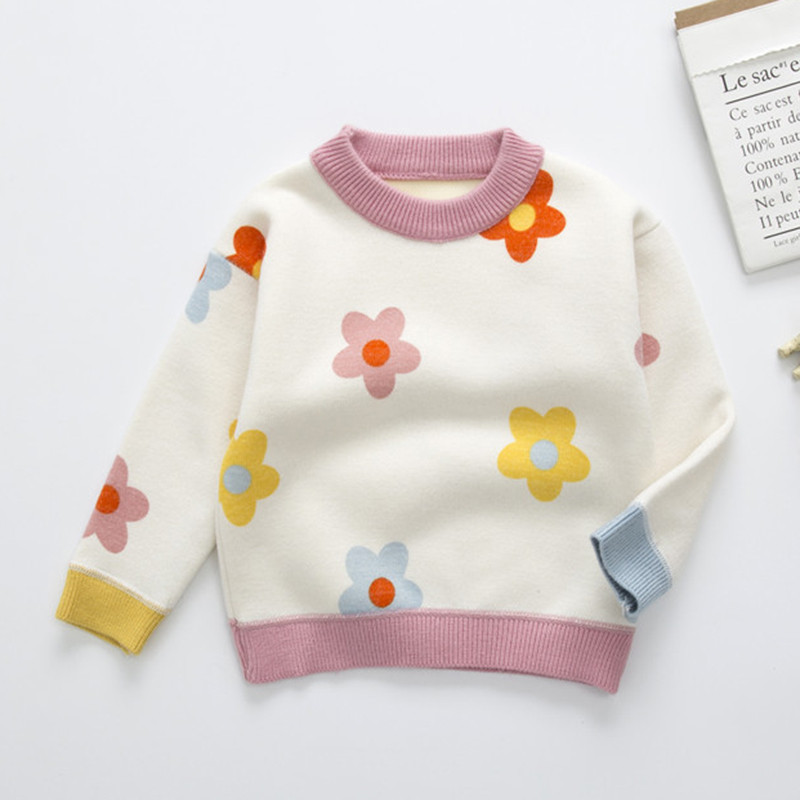 2023. Cvjetni pleteni džemperi Jesen Zima Dječja Dječja odjeća za djevojčice Deblji pulover Dječji pulover dugih rukava