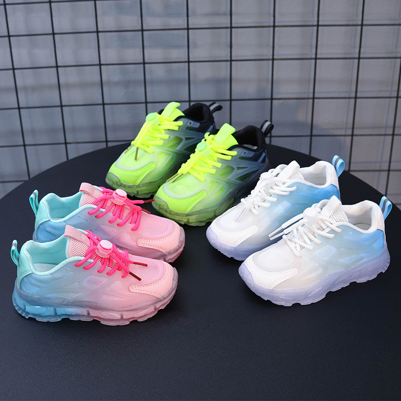 Dječja ležerna obuća, prozračne mrežaste tenisice za djecu, dječake, djevojčice, sportske cipele s prozirnim potplatom, gradijent tenisice za djevojčice