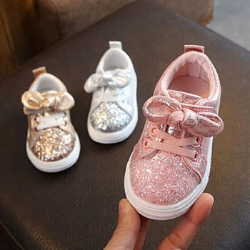 Сладки момичета Ежедневни обувки Маратонки Малки бебета Момичета Панделка Пайети Корабли Тенденция Ежедневни обувки Деца Деца Противохлъзгащи се розови обувки