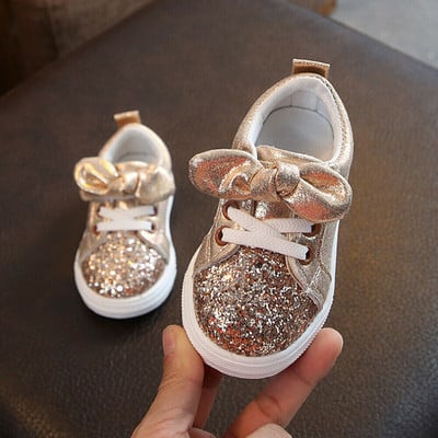Cute girls casual παπούτσια Sneakers Toddler Baby Girls Bow Sequin Crib Trend casual παπούτσια Παιδικά αντιολισθητικά ροζ φόρεμα παπούτσια