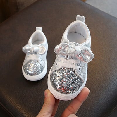 Cute girls casual παπούτσια Sneakers Toddler Baby Girls Bow Sequin Crib Trend casual παπούτσια Παιδικά αντιολισθητικά ροζ φόρεμα παπούτσια