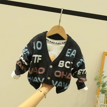 Детски пуловери за момчета Пролетна и есенна мода Бебешка жилетка Топло плетено палто Детско горнище в чужд стил Корейска версия