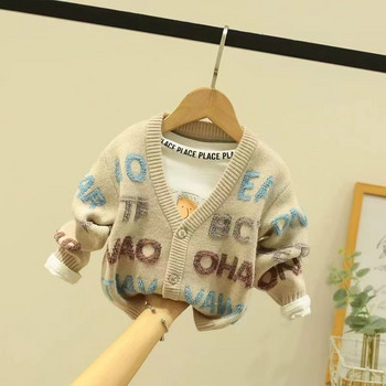 Детски пуловери за момчета Пролетна и есенна мода Бебешка жилетка Топло плетено палто Детско горнище в чужд стил Корейска версия