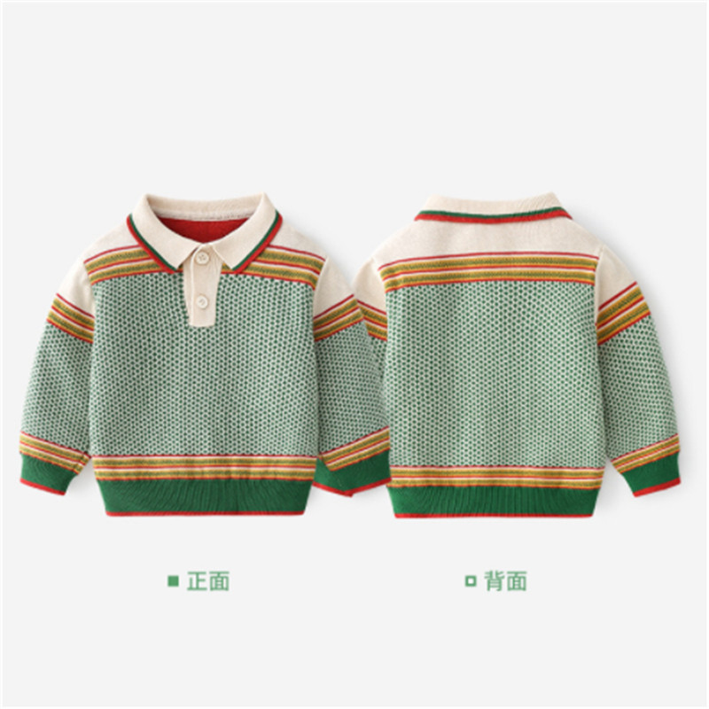 Dječja odjeća Džemperi za dječake Dječje dječje bluze dugih rukava na pruge za djevojčice Pleteni pulover s otvorenim ovratnikom