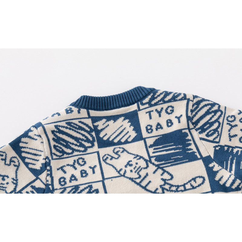 Dječji pulover od 2-8T, pamučni kardigan, odjeća za dječake i djevojčice, s V izrezom, pletena majica s mačjim printom, jesen-zima, pletena odjeća za dojenčad