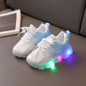 2023 Нови анимационни момичета Момчета Спортни LED светещи детски контрастни мрежести обувки