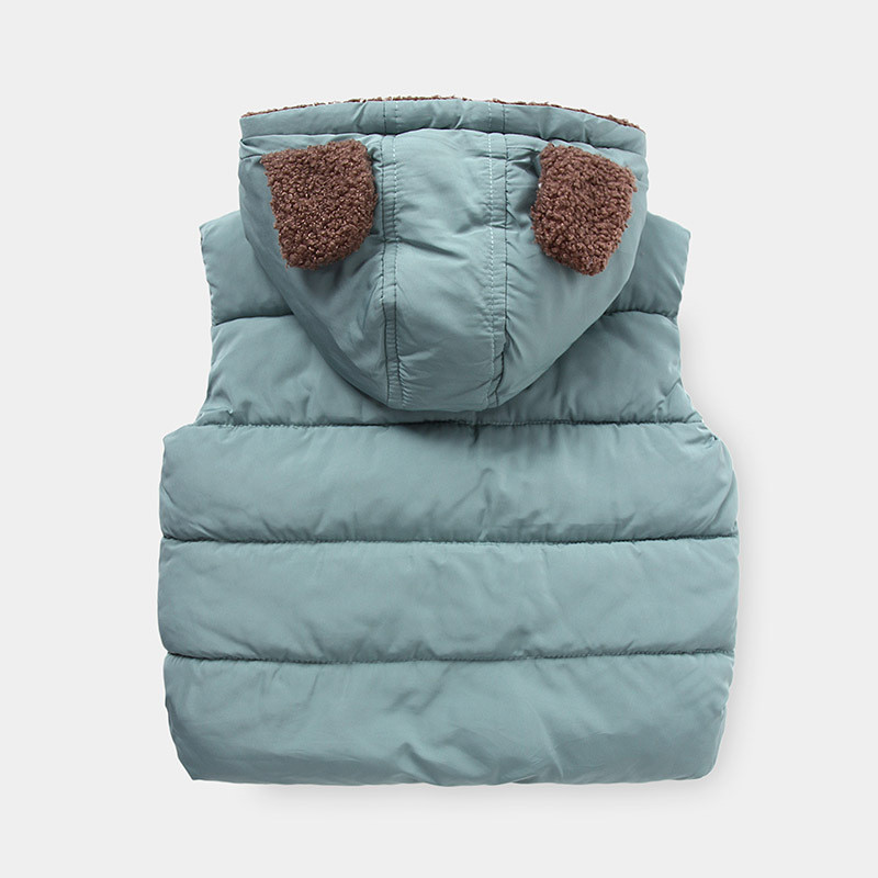 Jesen Zima Novi prsluk bez rukava čiste boje za djevojčice s kapuljačom Ležerne dječje jakne s patentnim zatvaračem za dječake