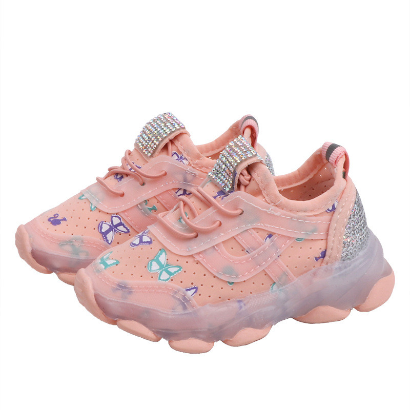 Dječje svjetleće cipele za djevojčice i dječake, proljeće 2023., nove led cipele, modne prozračne mrežaste cipele s kamenčićima, dječje tenisice, ležerne cipele