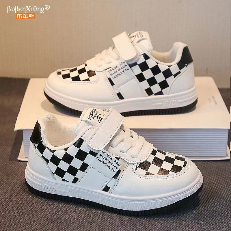 Dječja obuća Proljetna obuća s kariranim uzorkom Ležerna obuća za malu djecu Dječaci Djevojčice PU kožne niske prozračne tenisice s platformom