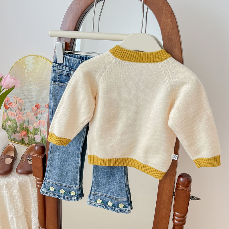 Dječji kardigani Džemperi Odjeća za djevojčice Vez suncokreta sa suncokretima Džemperi Dječja odjeća Pleteni dječji puloveri