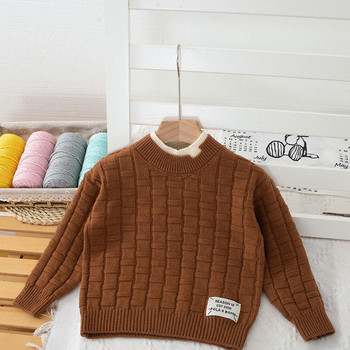 2023 Есен Зима Ново детско облекло Плетене в корейски стил Детски раиран пуловер Пуловер за момчета Риза с дъно 2-6 години