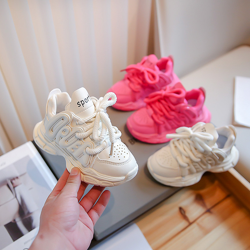 Nove tenisice za djevojčice iz 2023. Svestrane tenisice na vezanje, jednostavne, neklizajuće, proljeće, jesen, dječačke, ružičasto ružičaste, slatke dječje cipele, isporuka u paketu, ne kližu se