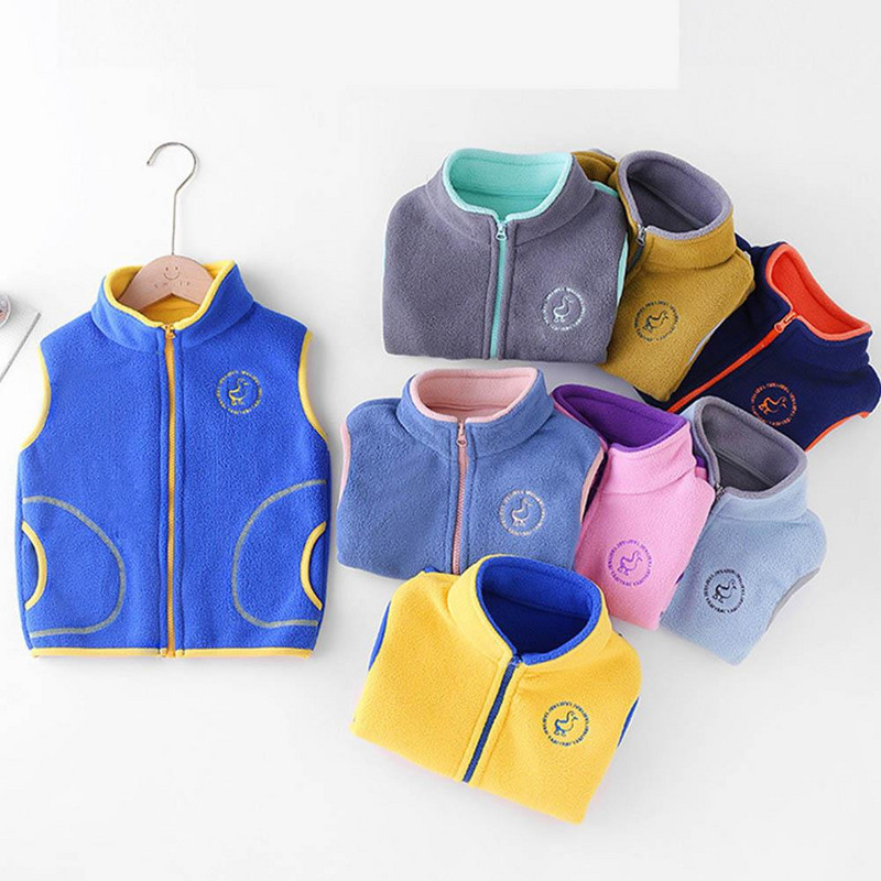 Pusaudžu Virsdrēbes Vestes Bezpiedurknēm Jakas Bērnu Veste zēnam Meitenei Polar Fleece Baby Bērnu Veste Silta Ziemas 100-160cm