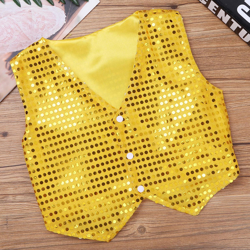 Dječji prsluk bez rukava sa svjetlucavim šljokicama i šeširom za dječake, kostime za jazz, moderne latinoameričke plesove, scenske nastupe