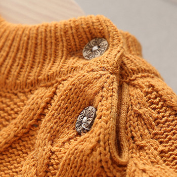Бебешки пуловери за момчета и момичета Детски удебелен поларен пуловер за есен и зима Вълнено облекло с кръгло деколте и дълги ръкави Скъсан пуловер за момичета