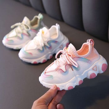 Нови есенни детски обувки за момичета Спортни обувки Модни дишащи бебешки обувки Меко дъно Неплъзгащи се ежедневни детски маратонки за момиче