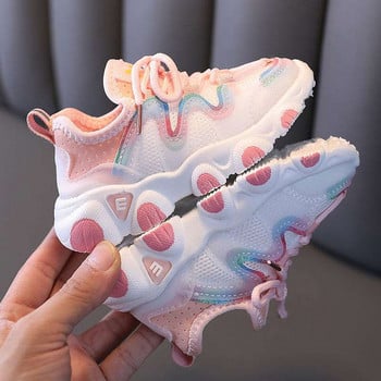Нови есенни детски обувки за момичета Спортни обувки Модни дишащи бебешки обувки Меко дъно Неплъзгащи се ежедневни детски маратонки за момиче