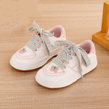 Ежедневни маратонки Huili 2023 Пролет Нова мода Обувки за принцеса за момичета Детски дишащи малки бели спортни обувки