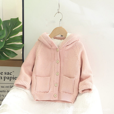 Jesenski i zimski pulover za djevojčice, plišani pulover od janjećeg flisa s kapuljačom, kaput, modna dječja odjeća, dječji kardigan za djevojčice