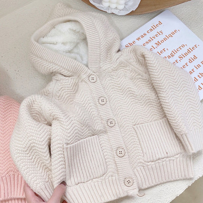 Jesenski i zimski pulover za djevojčice, plišani pulover od janjećeg flisa s kapuljačom, kaput, modna dječja odjeća, dječji kardigan za djevojčice