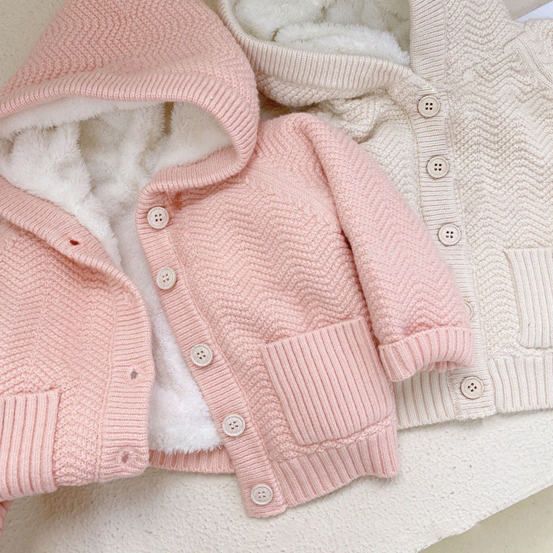 Jesenski i zimski pulover za djevojčice, plišani pulover od janjećeg flisa s kapuljačom, kaput, modna dječja odjeća, dječji kardigan za djevojčice