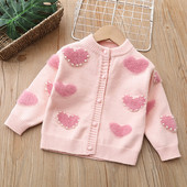 Pulover Fete Toamna Iarna 2022 Nou Fetiță Perla Inimă Pulover Cardigan Top Sweet Princess Moda Tricoturi Copii