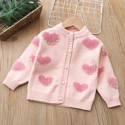 Pulover Fete Toamna Iarna 2022 Nou Fetiță Perla Inimă Pulover Cardigan Top Sweet Princess Moda Tricoturi Copii