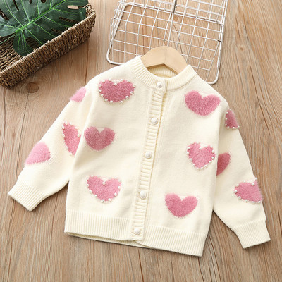 Pulover Fete Toamna Iarna 2022 Nou Fetiță Perla Inimă Pulover Cardigan Top Sweet Princess Moda Tricoturi Copii