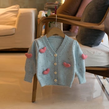 2023 Φθινόπωρο Νέο πουλόβερ για κορίτσια Ζακέτα Παιδικά Ρούχα Χειμερινά Χειροποίητα Πουλόβερ Love Top πλεκτό πουλόβερ Παιδικό μπουφάν